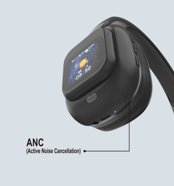 JUNYE JY-BN618 bluetooth headphones with active noise cancellation and lcd touchscreen detail