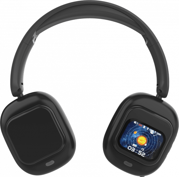 JUNYE JY-BN618 bluetooth headphones with active noise cancellation and lcd touchscreen in black