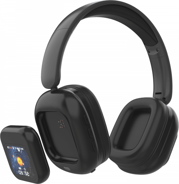 JUNYE JY-BN618 bluetooth headphones with active noise cancellation and detachable lcd touchscreen