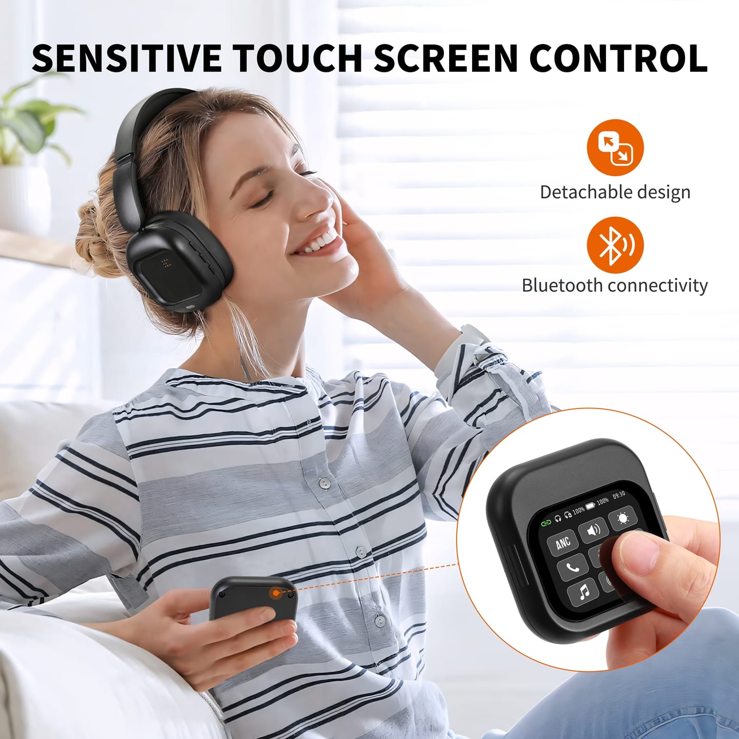 JUNYE JY-BN618 bluetooth headphones with active noise cancellation and lcd touchscreen from oem factory