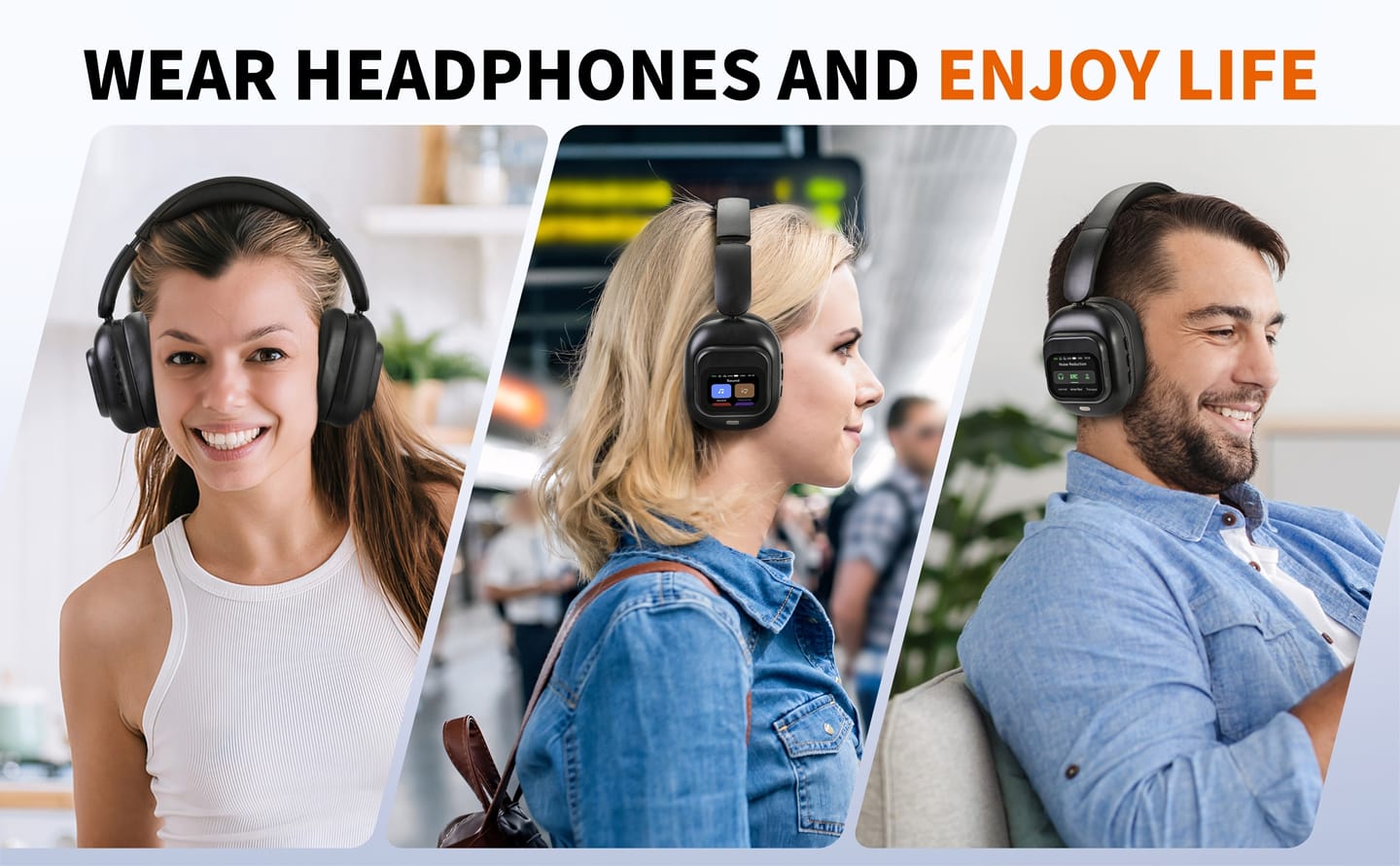 JUNYE JY-BN618 bluetooth headphones with active noise cancellation and lcd touchscreen from oem factory
