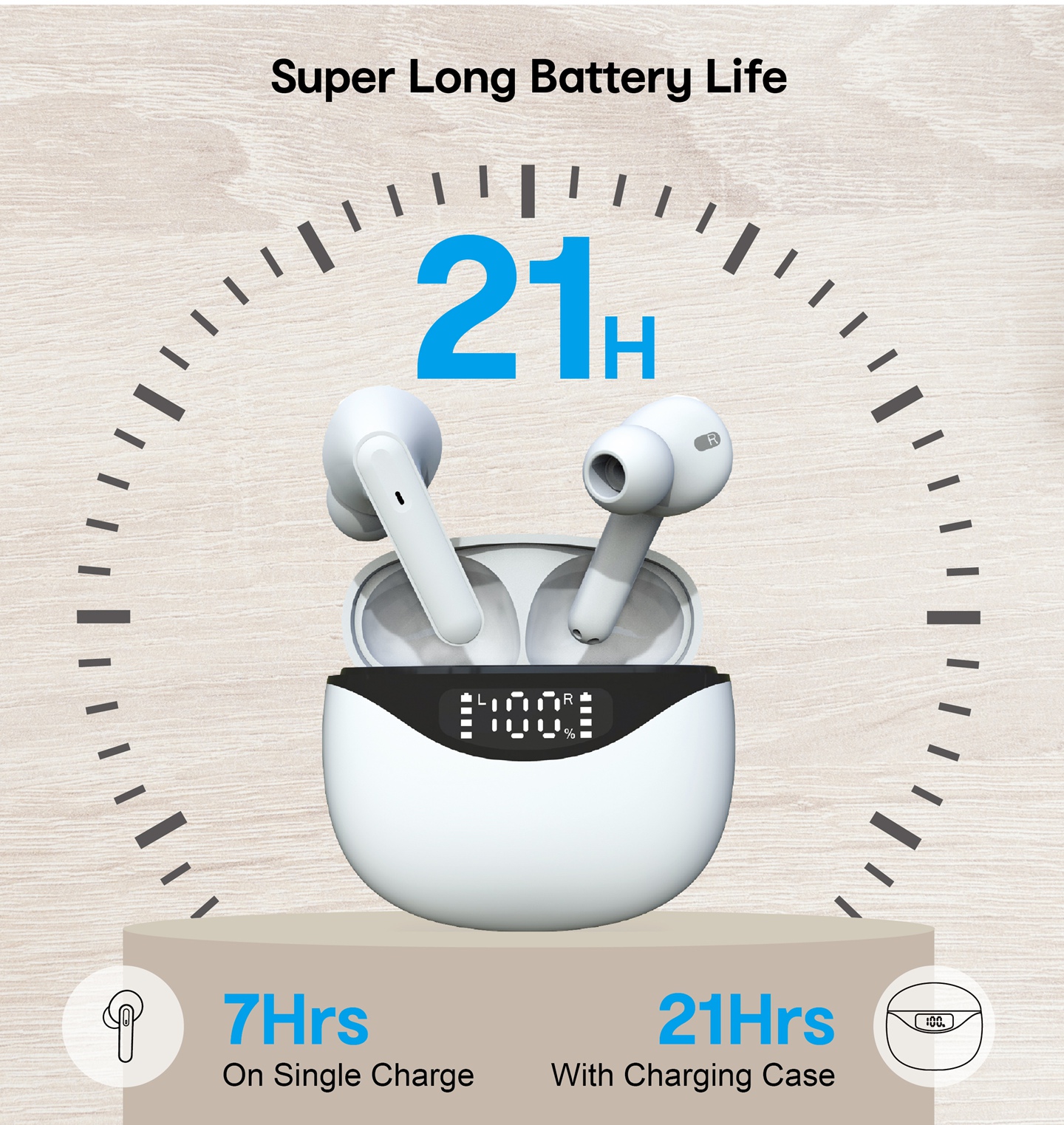 JUNYE JY-TWS02 ANC tws earphones with led bettery level