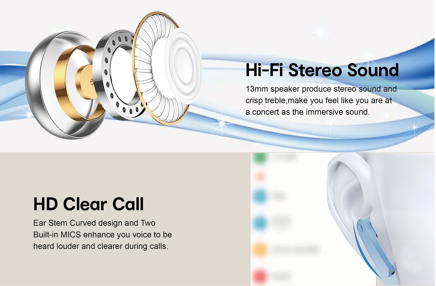 JUNYE JY-TWS02 ANC tws earphones with led bettery level