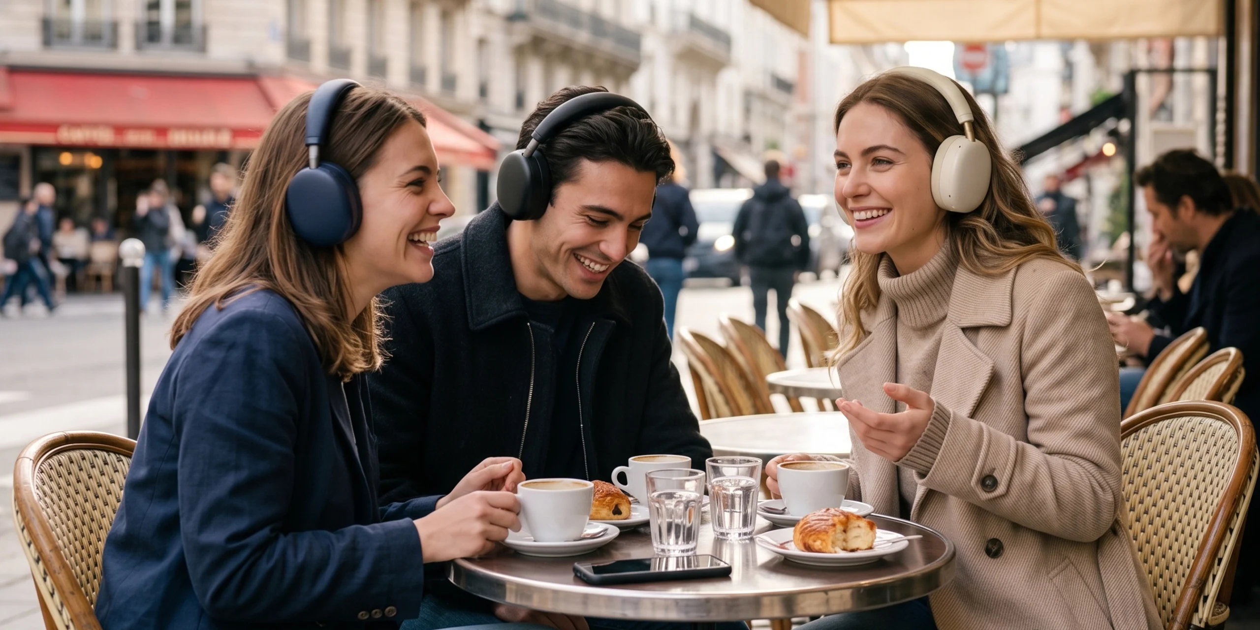 JUNYE JY-BN665 black Bluetooth headphones with active noise cancellation sony xm5 in the street
