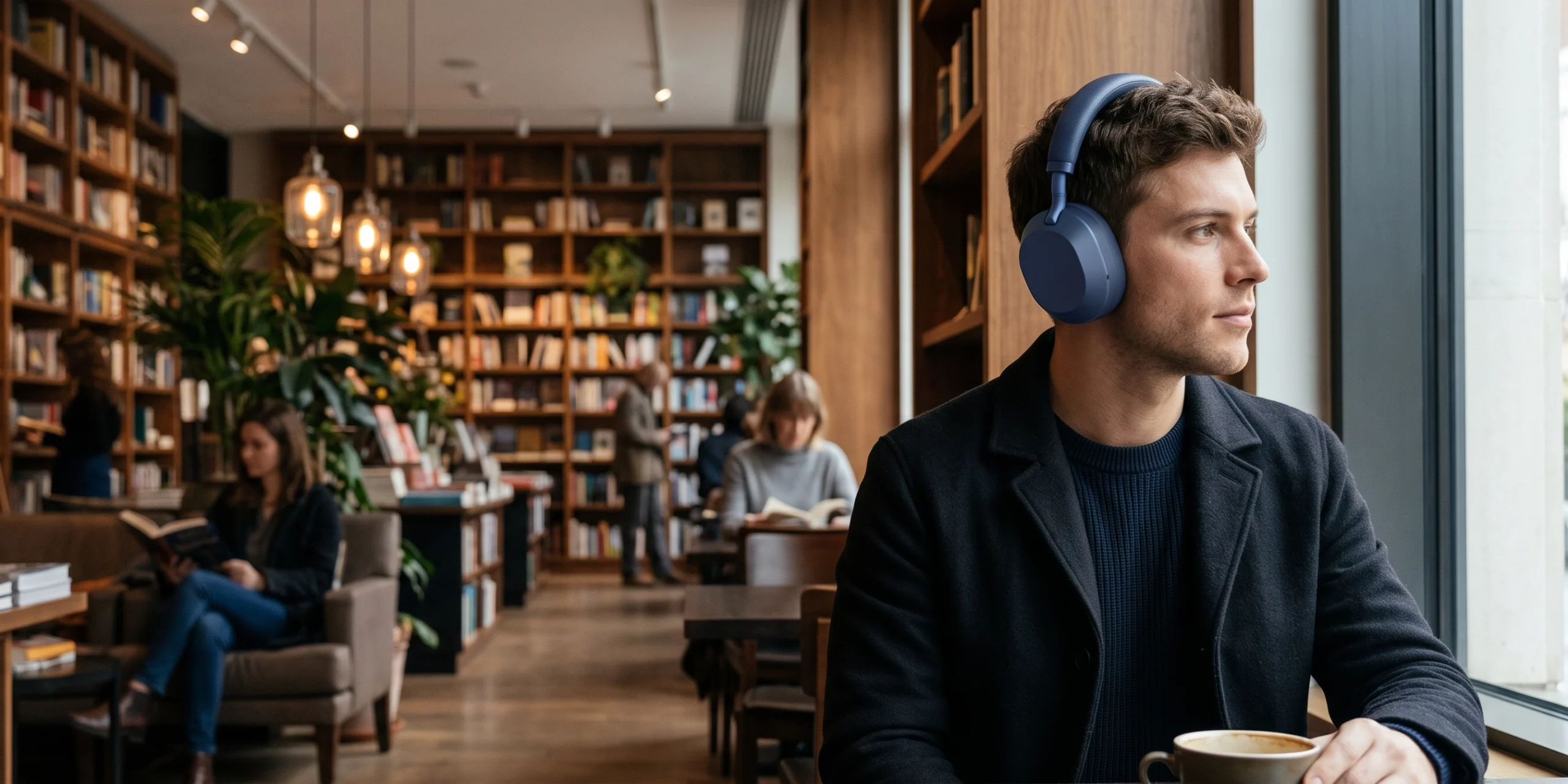 JUNYE JY-BN665 black Bluetooth headphones with active noise cancellation sony xm5 in the street